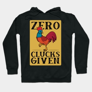 Funny Chicken Zero Clucks Given Retro Rooster Graphic Hoodie